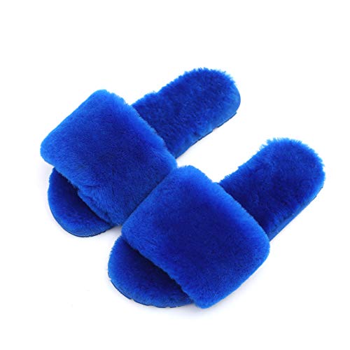 Boiled Wool Slippers Women Real Fur Slippers Open Toe House Slippers Luxury Slippers dechic Slippers2