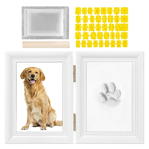 Nasjac Marco De Fotos Conmemorativo De Mascotas, Kit De Recuerdo Con huellas De Manos y Pies Para Bebé, Kits De Fabricación De Huellas con Almohadilla De Tinta No Tóxica y Pequeño Cover