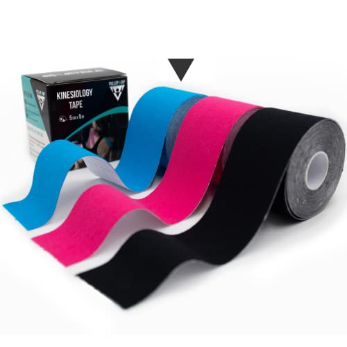 Kinesio Tape (5cm x 5,0m), Bande de Kinésiologie Hypoallergénique et Résistante à l'eau, Physio Tape Èlastique et très Adhésive, Bande Taping, Bande Sportive en différentes Couleurs (Bleu) Cover
