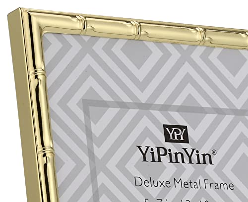 Yipinyin 4X6'' Bamboo Detail Design Gold Metal Picture Frame 2Pack, Elegant Gold Plated Photo Frames 4 X 6'' With Soft Touch Velvet Backing For Desktop And Wall Décor(Gold) #TOP4