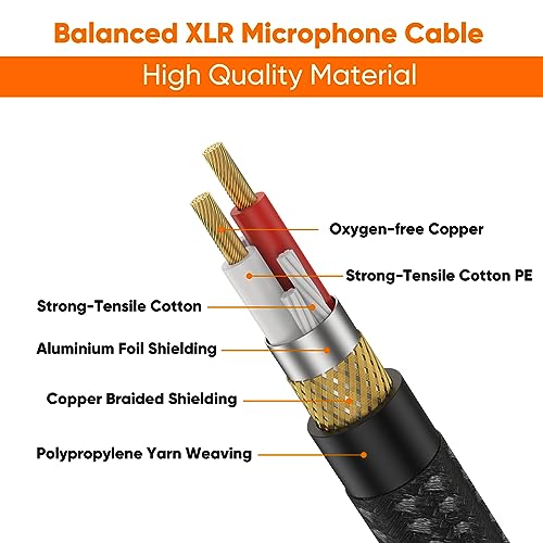 Image of XLR Cable 10FT Microphone Cables XLR Male to Female Heavy Duty Balanced Nylon Braided Microphone Cord Compatible with Speaker Systems, Radio Station and More
