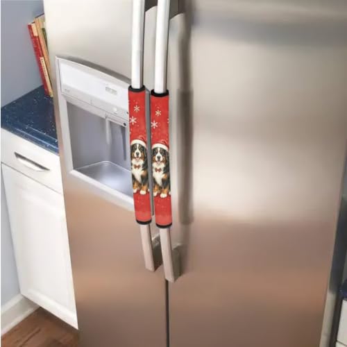 Image of Refrigerator Door Handle Covers Set of 6 Kitchen Electrical Appliance Decor Handles Keep Clean Anti-Slip Fridge Accessories Home Decor, Bernese Mountain Dog Red