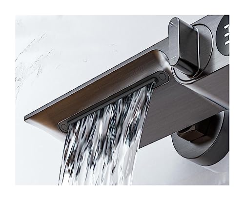 Ensemble de douche numérique gris avec tête de douche pluie et cascade d'eau LWX - 4