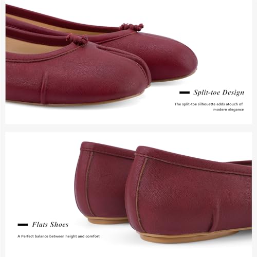 Image of VBDB Tabi Ballet Flats for Women Dressy Casual Shoes Split Toe Wide Flats Light Weight Japanese Shoes