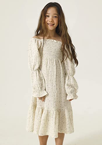 NOTHING FITS BUT Girl’s Classic Cotton Dress, Muslin Yuki Gown, Kids Casual Long Dress4