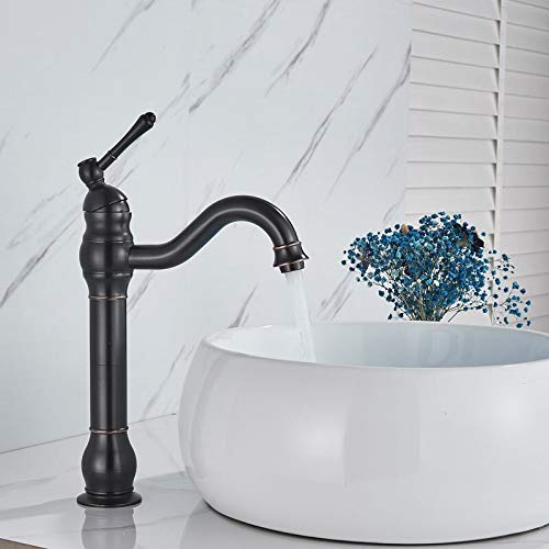 Robinet de lavabo laiton antique mitigeur eau chaude eau froide modèle haut montage sur plage