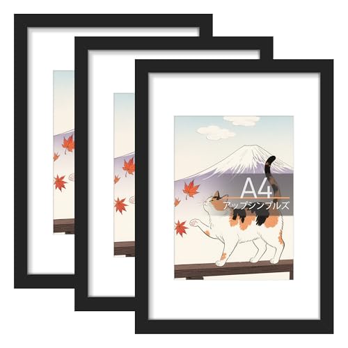 upsimples ブラック フォトフレーム A4 3個セット額縁 a4 29.7x21cmの商品画像（Amazon）