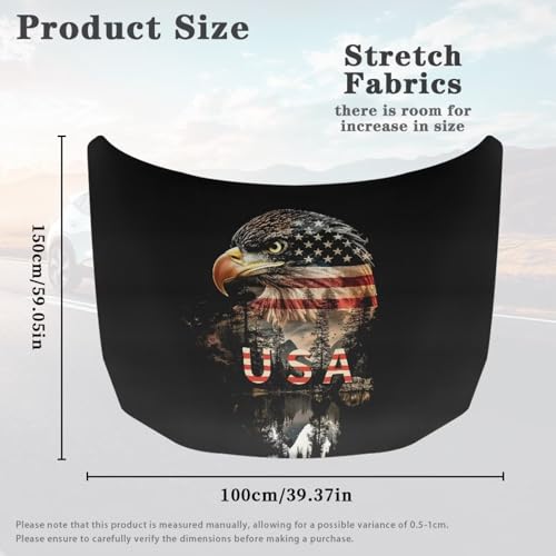 Image of USA Eagle Car Hood Cover Stretchable Polyester,Engine Cover,Elastic Fabrics Can be Washed,Car Bonnet All-Season Protection