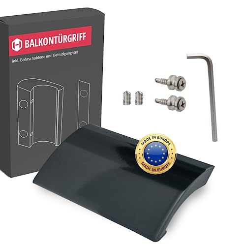 Gedotec Balkontürgriff außen Aluminium [Made in EU] Stabiler Balkontür Griff mit Schrauben I Griff Balkontür außen in Grau I Terassentürgriff außen mit einer Länge von 82mm I Türgriff Balkontür außen