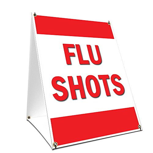 A-Frame Sidewalk Flu Shots Sign with Graphics On Each Side | 18" X 24" Print Size