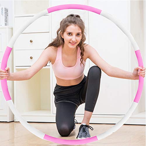 Buaszay Exercise Hoop for Adults and Child, Remove or Install The Number of Sections to Change The Size, and Can Increase its Weighted (Pink + White, 8 Sections,2 Pounds) - Thumbnail 7