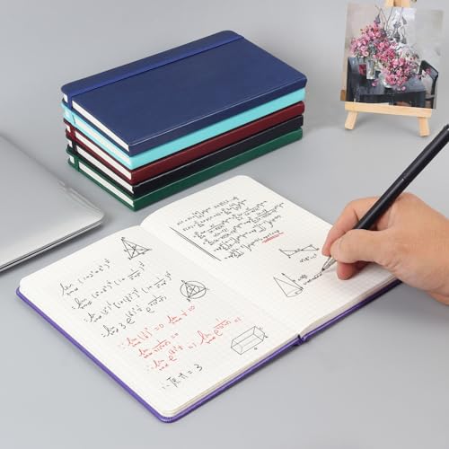 FLEEKOOL Caderno de diário de papel quadriculado, caderno de couro quadriculado com papel quadricula