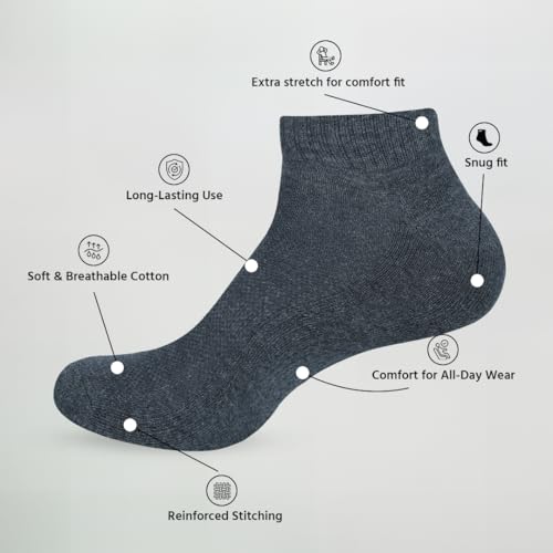 Ankle Socks Men |4 Pack| Sneaker Non Slip Breathable Comfortable Snug Low Cut | Athletic Running Activewear Sock3