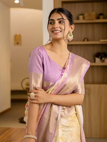 Image of Satrani Women'S Silk Printed Weaving Ready To Wear One Minute Pre Pleated Readymade Saree With Unstitched Blouse Piece