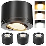 LAMPELIP 4x LED Aufbauspots Schwarz Dimmbar - Extra Flach & 30° Schwenkbar -...