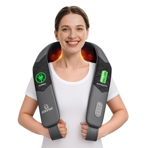 COMFIER Masajeador Cervical Inalámbrico para Cuello，Espalda y Piernas，Almohada de Masaje Shiatsu con Calor，Alivio Rápido de Dolor Muscular，Regalo para Hombres y Mujeres