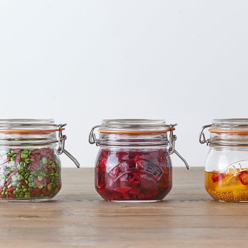 Image of Kilner Premium 2L Round Airtight Glass Jar with Clip Top Lid for Coffee, Tea, Flour, Pulses, Grains, Lentils, Biscuits | Transparent, Reusable Multipurpose Kitchen Storage Container