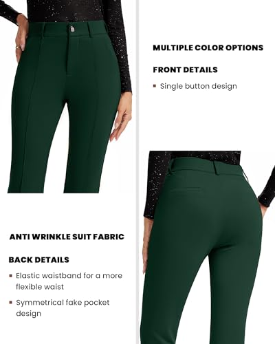 FUNYYZO Dress Work Pants Women's Stretchy Bootcut Leg Button Slacks Trousers with Pockets Casual Outfits3