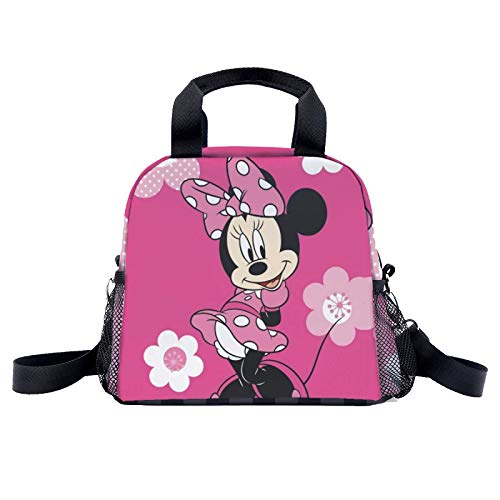 Pink Minnie Lunch Bag Durable Tote Bag with Removable Adjustable Shoulder Strap Lunch Bag for Picnic School Business