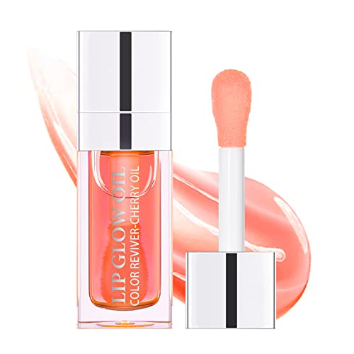 Rmoce Lip Oil, Hydrating Lip Glow Oil, Lip Plumper Gloss, Moisturizing Lip Oil, No-Sticky Transparent Plumping Lip Gloss, Lip Gloss Lip Balm Lip Care (Pink) #TOP3