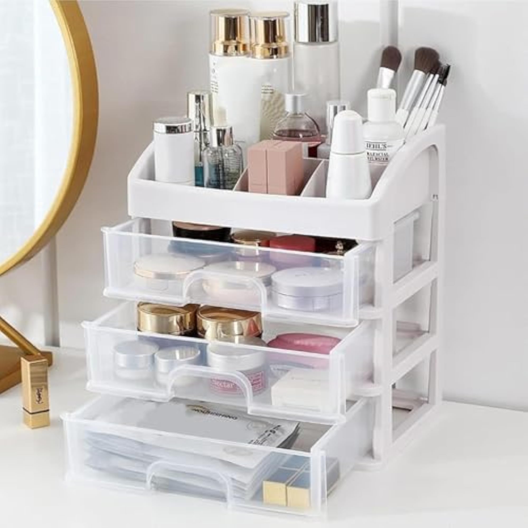 Large Capacity 3-Layer Makeup Organizer