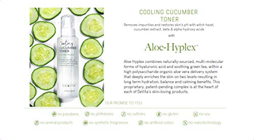 Devita Cooling Cucumber Toner For Face With Aloehyplex And Witch Hazel -100% Vegan Facial Toner For Sensitive Skin - Helps To Reduce The Appearance Of Pore Sizes For Men And Women -5.0 Fl.oz #TOP5
