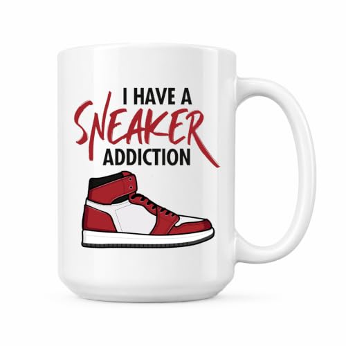 Bubble Hugs Sneaker Lover Coffee Mug - I Have A Sneaker Addict - Collector Shoes Footwear Sport Casual Skate Pop Culture 15oz White