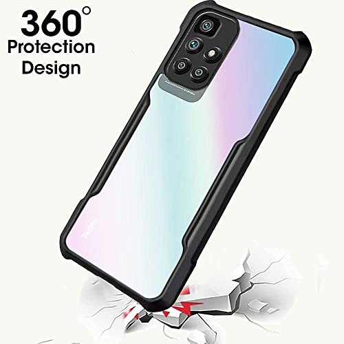 Image of Designerz Hub Case Transparent Crystal Clear Hard PC Back Case with TPU Bumper, Military-Grade Drop Protection, Shockproof Anti-Scratch case Cover for Redmi 10 Prime - Black