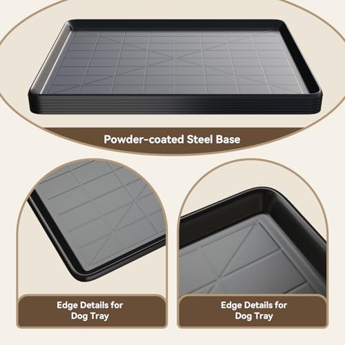 Holiwei 32 Inch 2Pc Dog Crate Tray Replacement Fit For Metal Dog Crate Dog Cage Pans Plastic Tray thumb #3