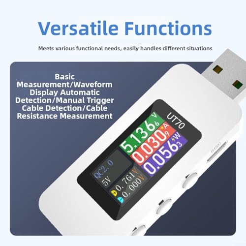 Testeur USB multi-protocole 0-28V ampèremètre voltmètre écran IPS pour Type-C - 3