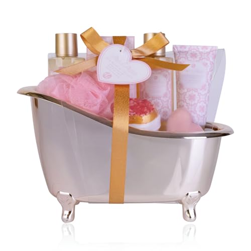 Accentra Set bagno PRÊT-À-PORTER in vasca con doccia, schiuma, sali da bagno, bombe da bagno, crema mani, sapone e spugna, regalo di Natale per donne