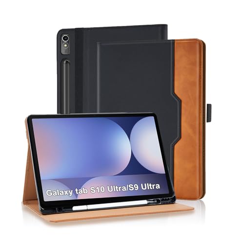 Coque Samsung Galaxy Tab S10 S9 Ultra étui housse noir en cuir pour tablette 14.6 pouces