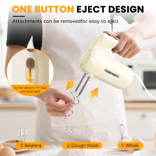 Image of Lord Eagle 5-Speed Hand Mixer Electric With 4 Mixing Bowls Set