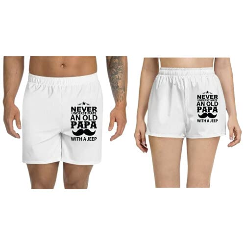 UDNAG Unisex Regular fit 'Father | Never Understimate and Old papa' Polyester Shorts [Size S/28In to XL/40In]
