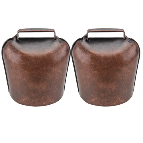 HEALLILY 2 Pcs Vache Cheval Mouton Pâturage Cuivre Cloches Bétail Ferme Animal Cuivre Fort Bronze Cloches L
