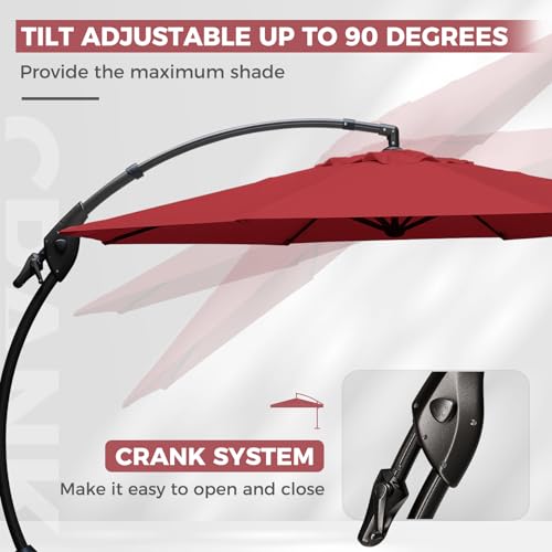 Image of Grand patio 11FT Cantilever Round Umbrella with Base, Red