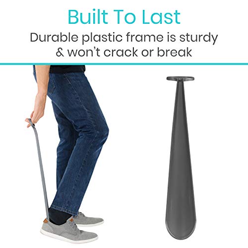 Vive Shoe Horn - 24" Long Handled, Extended Reach Shoehorn For Women, Men, Kids, Seniors, Elderly, Handicap, Disabled - Plastic Boot Horn - Extra Large Tall Handle Dressing Aid Giant Helper Tool #TOP6