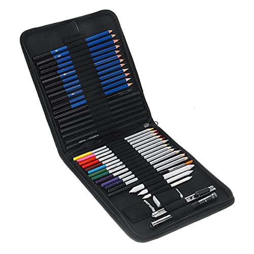 ToneGrip Conjunto de lápis de desenho e esboço com 41 peças, kit profissional de lápis de cor, grafi