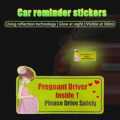 Image of SoarExcelyyPregnant Driver Magnet for Car - 10.6 inchx5.7 inch Reflective Magnetic Safety Sign, Waterproof, Reusable, Strong Adhesive, Car Accessories for Pregnant Drivers