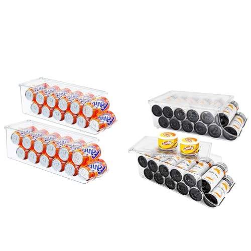 Image of SCAVATA 2 Pack Soda Can Organizer & 2 Pack Skinny Can Organizer for Refrigerator