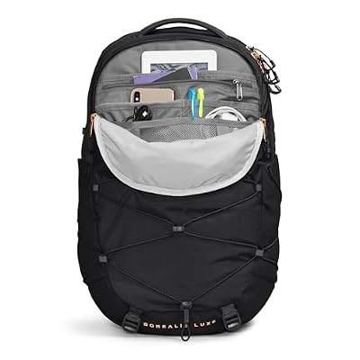 The North Face Women's Borealis Luxe Commuter Laptop Backpack, TNF Black/Burnt Coral Metallic-NPF, One Size