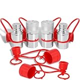 Hoqqf 1/2' NPT Flat Face Hydraulic Couplers, Skid Steer Bobcat Quick Connect Fittings with Dust...