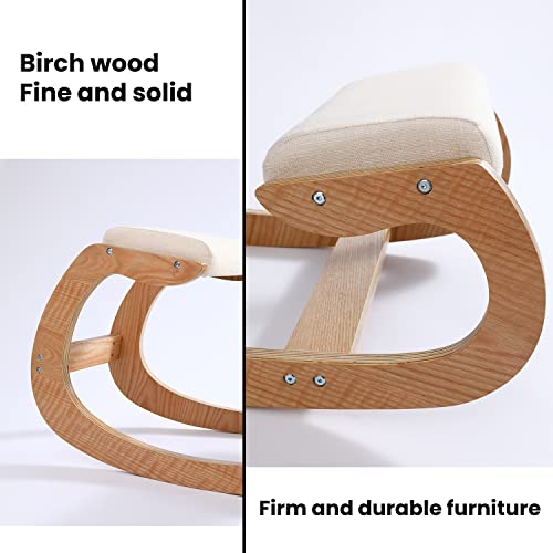 Ergonomic Kneeling Chair Birch Computer Stool Relax Your Knees With Sponge Cushion, Easy To Assemble Improve Sitting Posture For Home Office (Wood) #TOP4