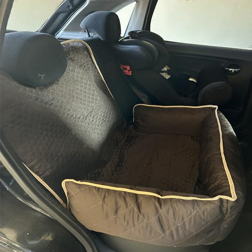 Kit 2 Pçs Cama Pet e Capa Protetora 2 em 1 para Assento Traseiro Veicular Pequeno com Colchonete Tod