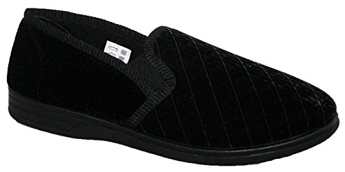 Image of footloose.shoes Mens Check Pattern Carpet Bedroom Twin Gusset Slippers Sizes 6-16 (Black Austin, UK Footwear Size System, Adult, Men, Numeric, Medium, 13)