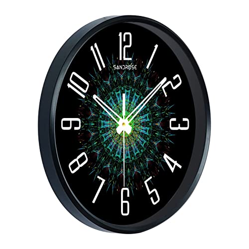 Image of SANDROSE 10-inch Designer Plastic Analogue Round Wall Clock for Home, Kitchen, Living Room, Bedroom, Office (24 cm x 24 cm x 4.5 cm) (Color 7)