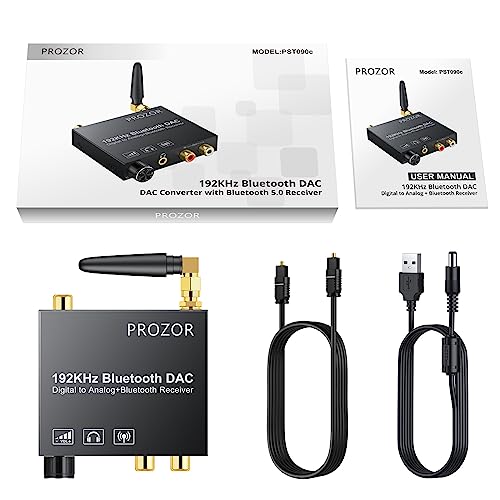 192kHz Conversor Digital a Analogico con Receptor Bluetooth Convertidor Audio Optico Coaxial a Analogico Estereo RCA L/R 3.5mm jack Volumen Ajustable para HDTV PS3/PS4 Xbox 360 TV Box Blu Ray - imagen 8