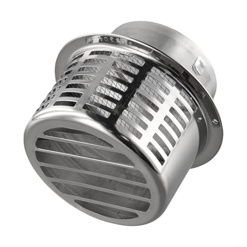 Honseadek Tapa de acero inoxidable 304 para chimenea de calentador de agua, campana de escape redonda, cubierta de salida de aire de pared exterior, rejilla de ventilación antiplagas, montaje en pared