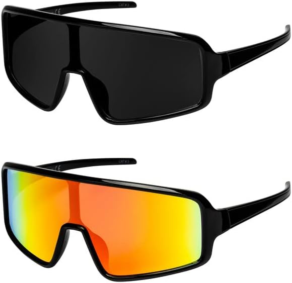 FLAWLESS EYEWEAR Gafas de sol deportivas envolventes de gran tamaño para hombres y mujeres al aire libre de una pieza con visera espejo gafas