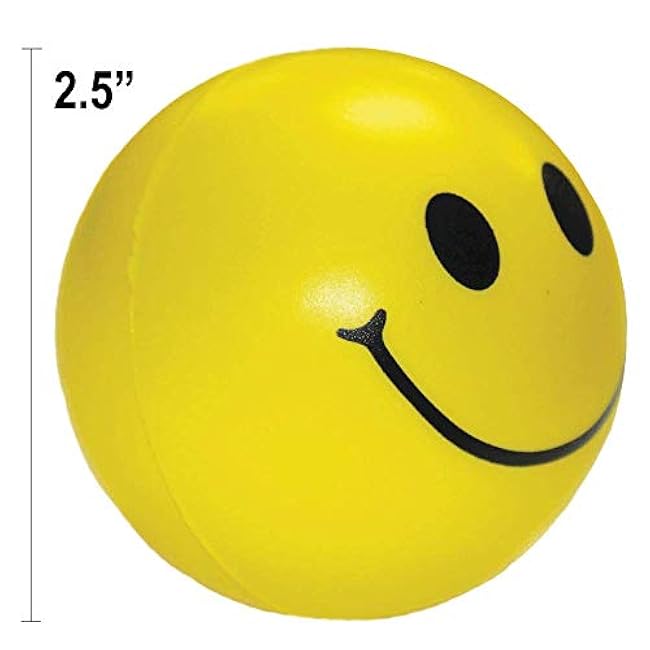 Rehabilitation Advantage 12-Pack Firm Yellow Smiley Ball Hand Exercisers. Grip Strength Therapy, Stress and Recovery Aid.